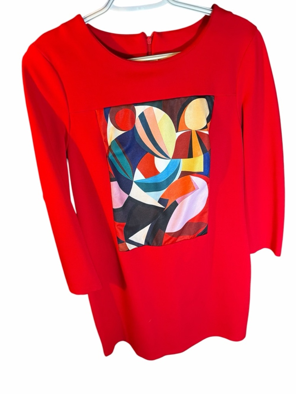 ONEBUYE Red Abstract Art Panel Shift Dress XL - Like New